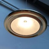 Postmodern Italian vintage brass suspension UFO model S-481 by Luci Italia, 1970s.