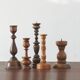 Scandinavian Wooden Candleholders, Set of 5