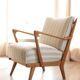 Vintage Knoll Antimott armchair, beige and white striped, 1950s.
