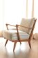 Vintage Knoll Antimott armchair, beige and white striped, 1950s.