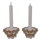 2 vintage crystal candle holders from Reims, France