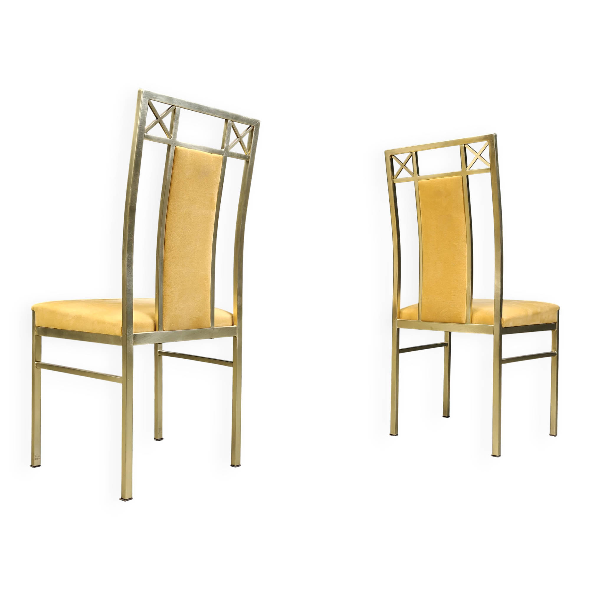 Chaises de salle à manger vintage en laiton de Belgochrom, années 1970