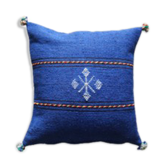 Coussin marocain berbère bleu en coton