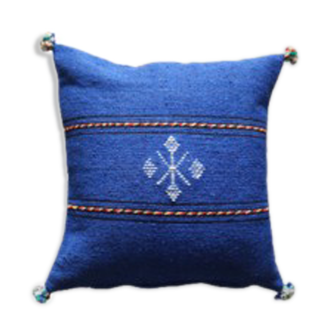 Coussin marocain berbère bleu en coton