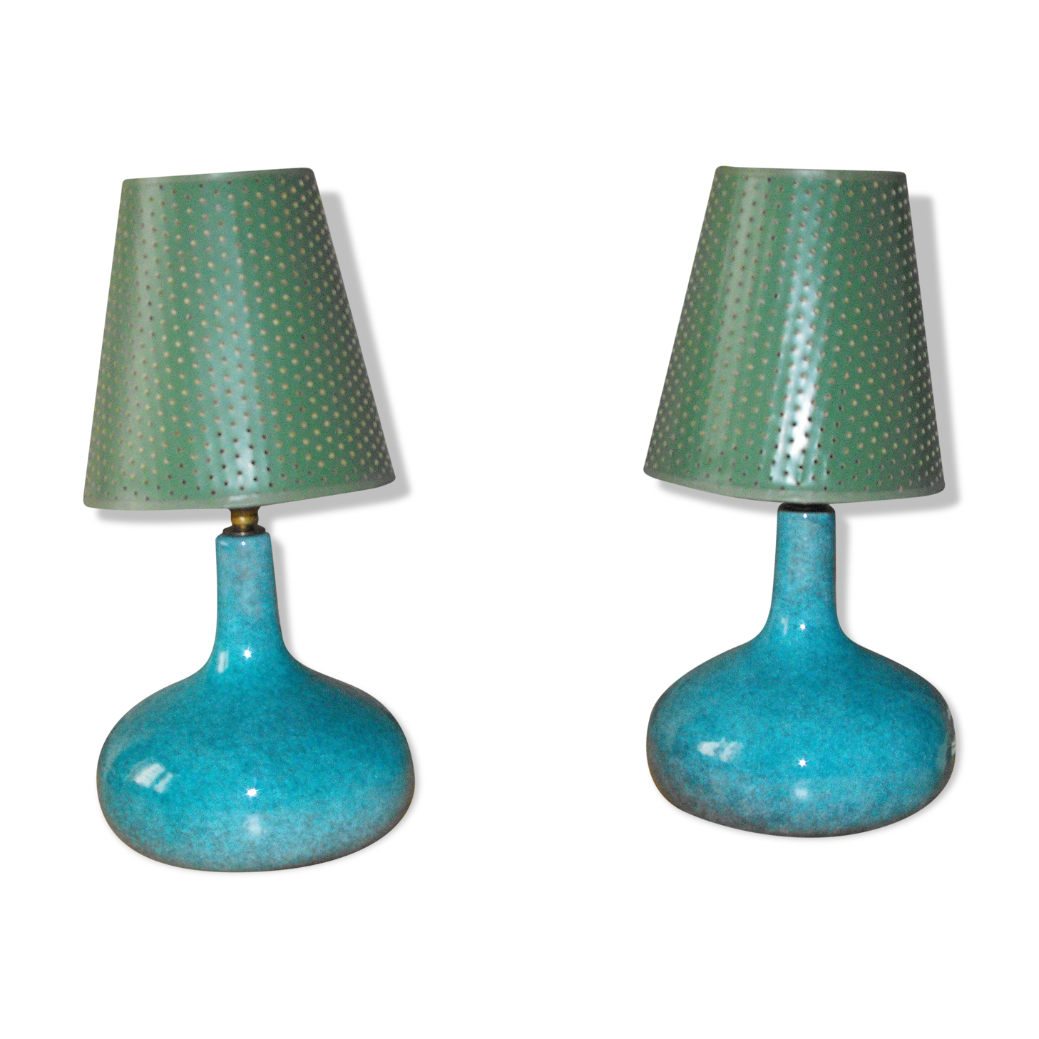 Pair of Ceramic Bedside Lamp 50s-60s .