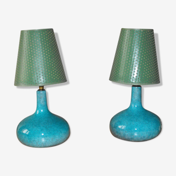 Pair of Ceramic Bedside Lamp 50s-60s .