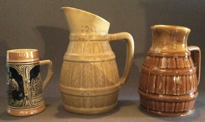 Two pitchers and a small original king beer mug