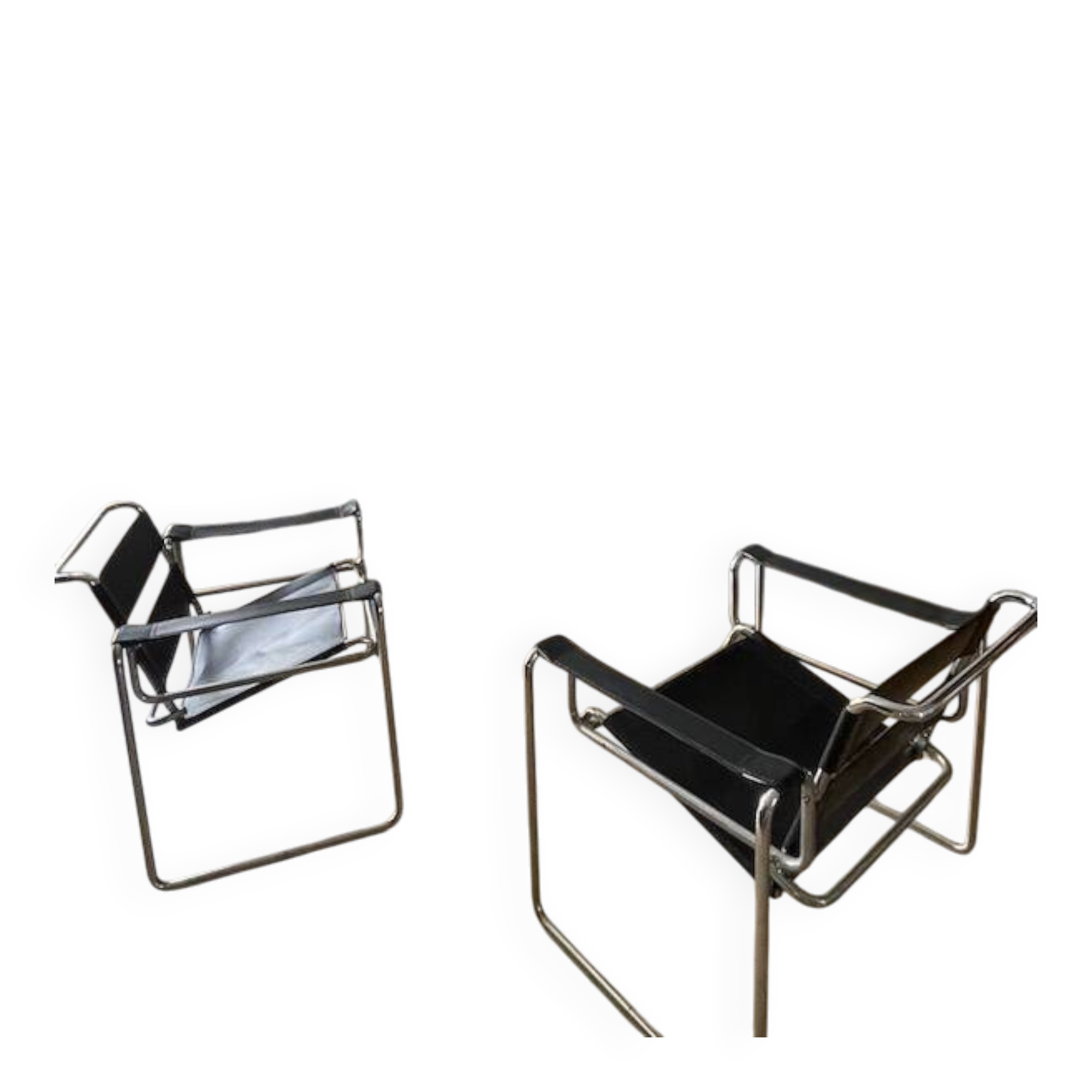 Salon design Canapé cuir italien et fauteuils inspiration Wassily