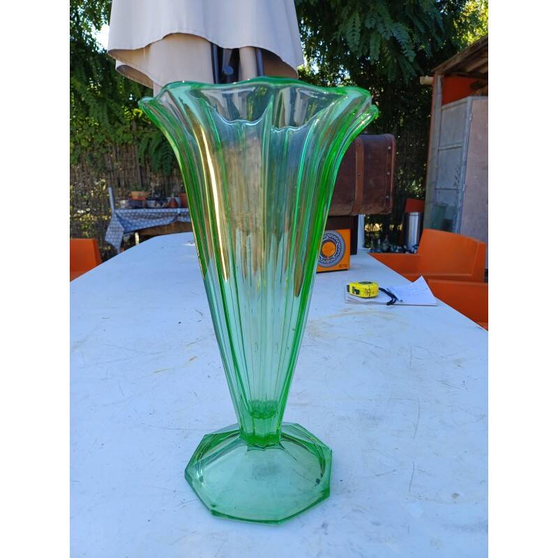 Green glass vase