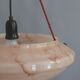 Large Art Deco pendant lamp in marbled glass with rope suspension, 1920s-1930s