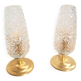 Pair of vintage diamond and brass tulip lamps