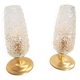 Pair of vintage diamond and brass tulip lamps
