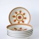 Set of 6 Longchamp flowered deep plates, Orange, 1970
