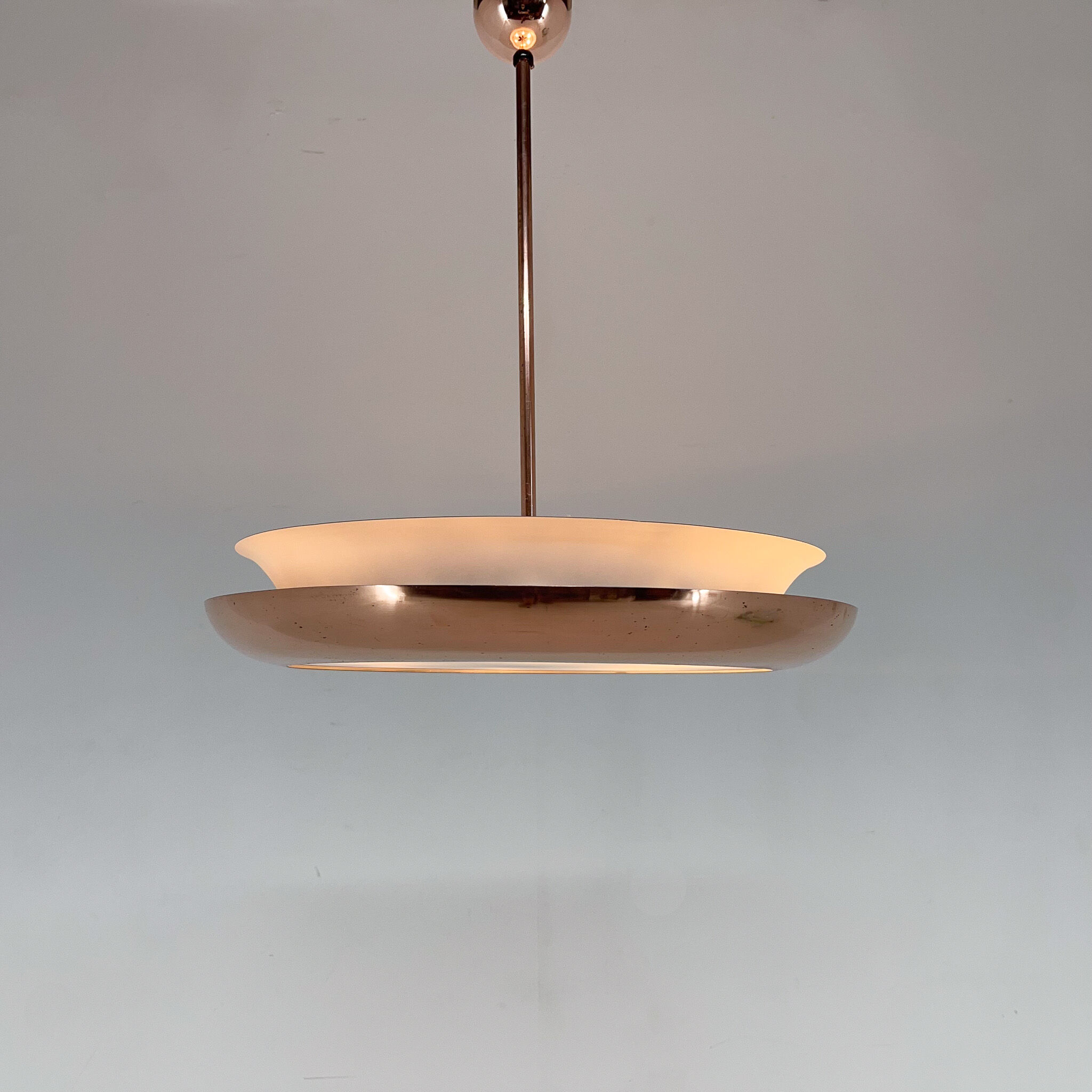 Bauhaus / Functionalist Copper Chandelier Ufo, 1930s, Restored