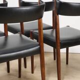 Série de 4 chaises scandinave Danemark en palissandre et skaï, 1960