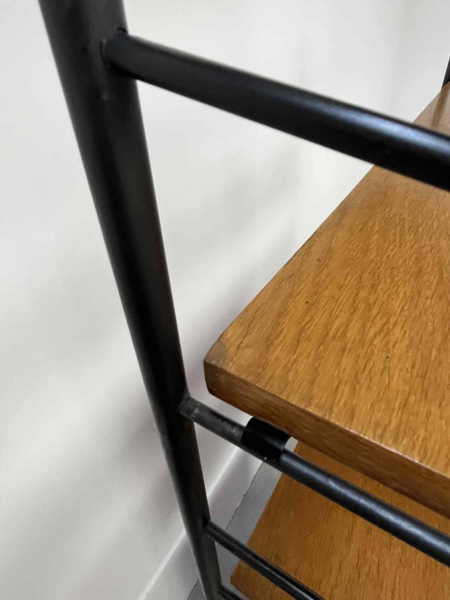 Modular shelf from the 1950s, wood and metal, vintage.