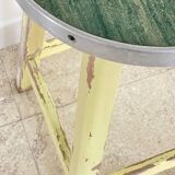 Vintage stool in solid oak green seat