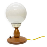 Lampe de chevet en bois, S.P. Metal Cracovie, années 1960