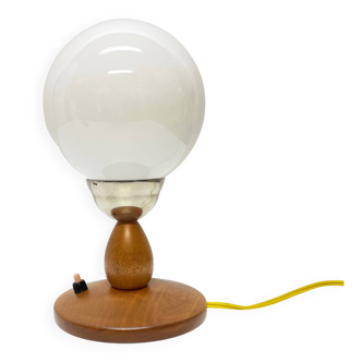 Wooden bedside lamp, S.P. Metal Kraków, 1960s