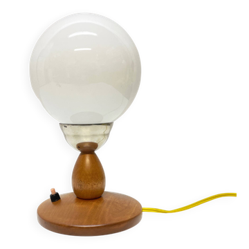 Wooden bedside lamp, S.P. Metal Kraków, 1960s