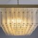 Bohemian flush-mount light in textured glass & brass, 1960s