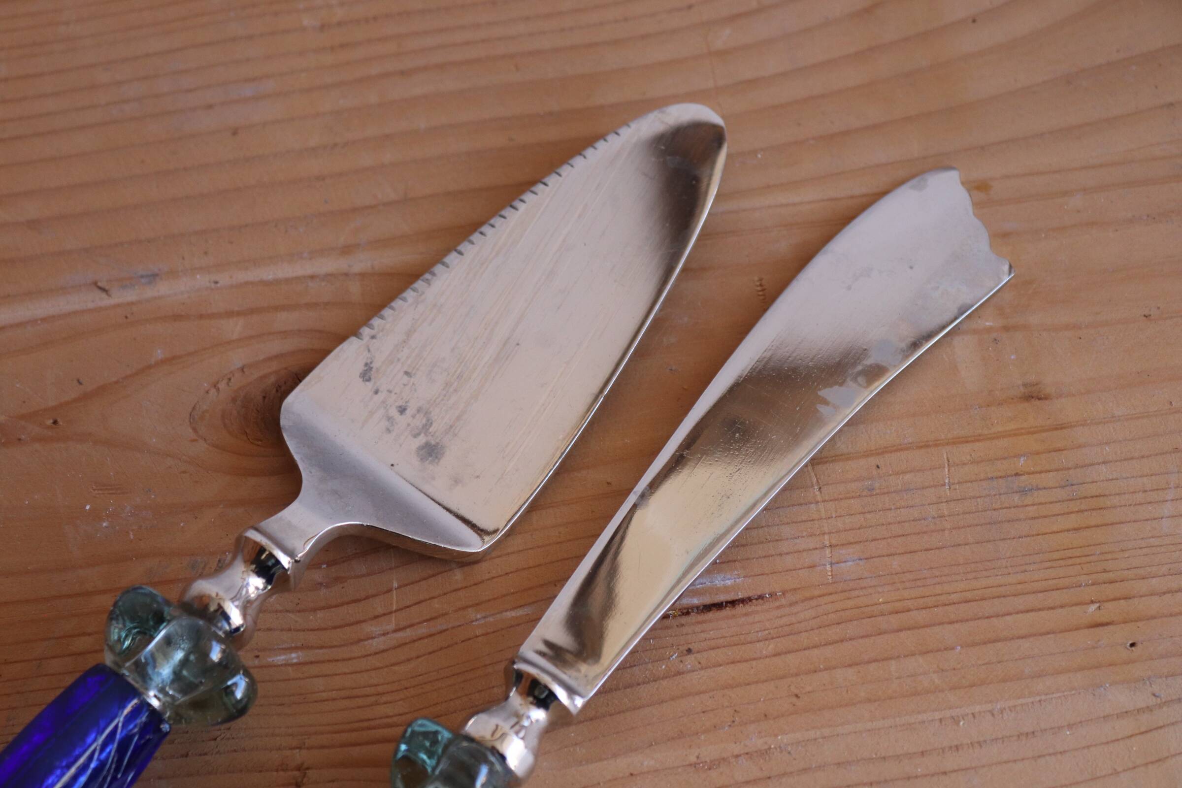 Italian blue glass service set.