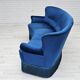 Canapé danois 3 places en velours bleu et hêtre, années 1960
