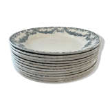 Set of 9 Longwy Earthenware Dinner Plates - Marie-Thérèse Model