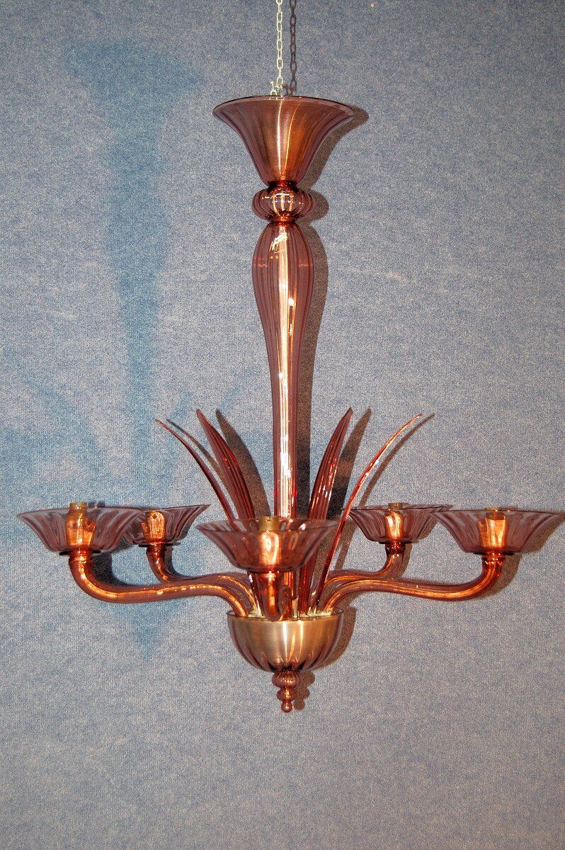 Amethyst chandelier (signed) Murano circa 1940-50