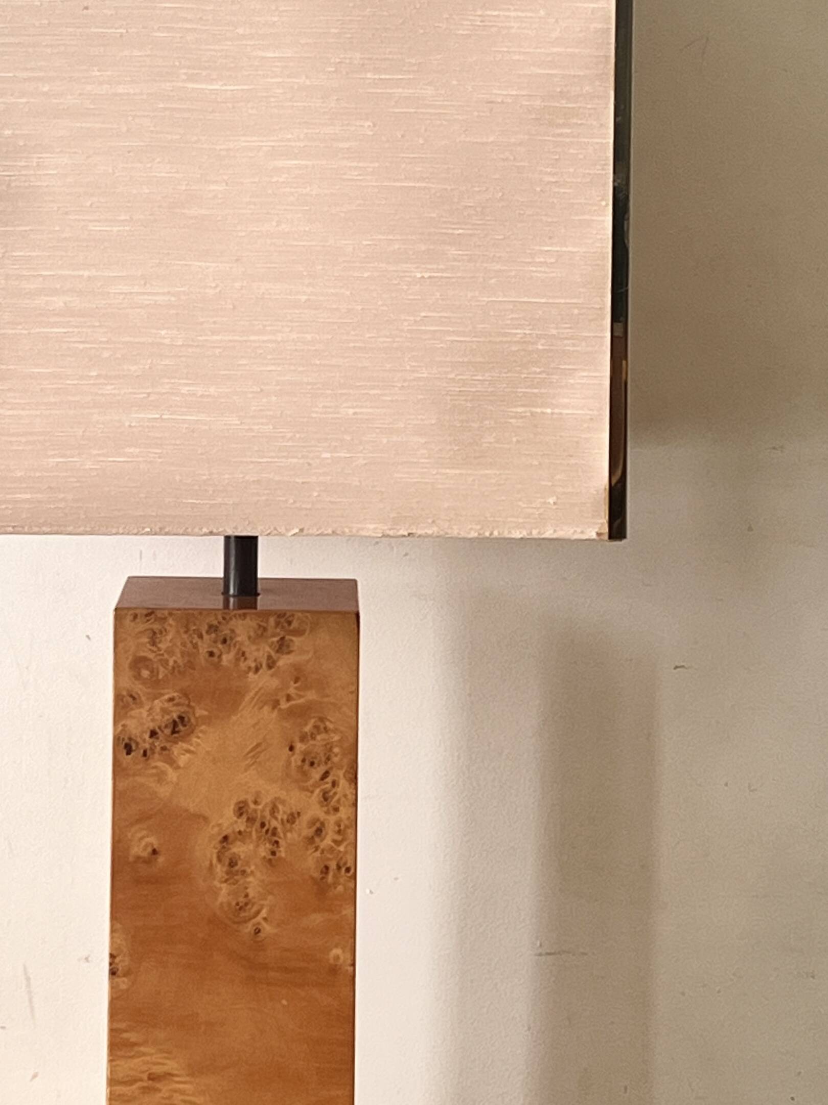 Majestic table lamp in elm burl, C.Mahey design 1970