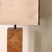 Majestueuse lampe de table en loupe d'orme, C.Mahey design 1970