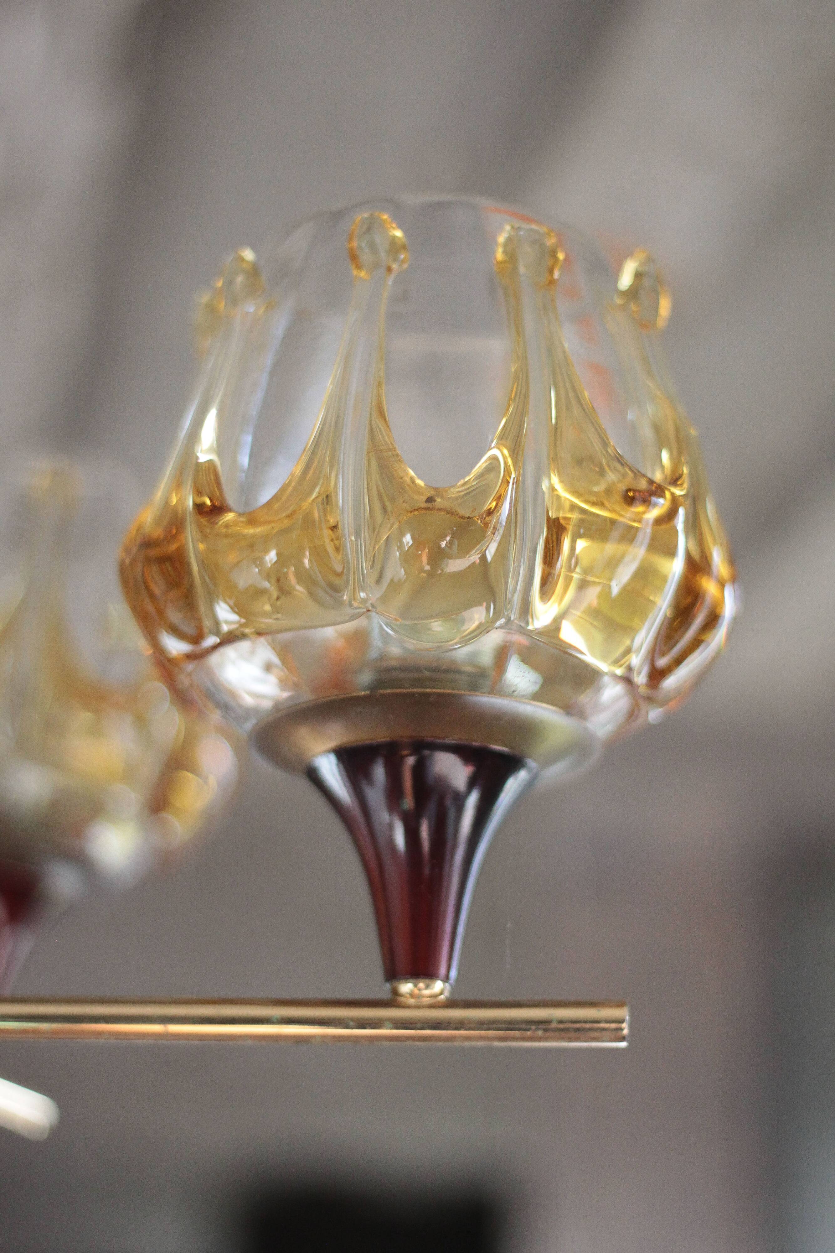 Vintage pendant light, Oberglass Austria glass pendant light, Murano style