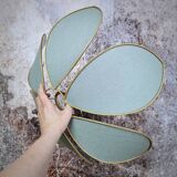 Flower suspension metal structure 6 petals in celadon green linen