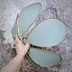 Flower suspension metal structure 6 petals in celadon green linen