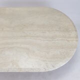 Italian Oval Travertine Coffee Table, 1984