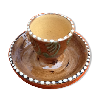 Cup shell Alsatian terracotta glazed faux wood