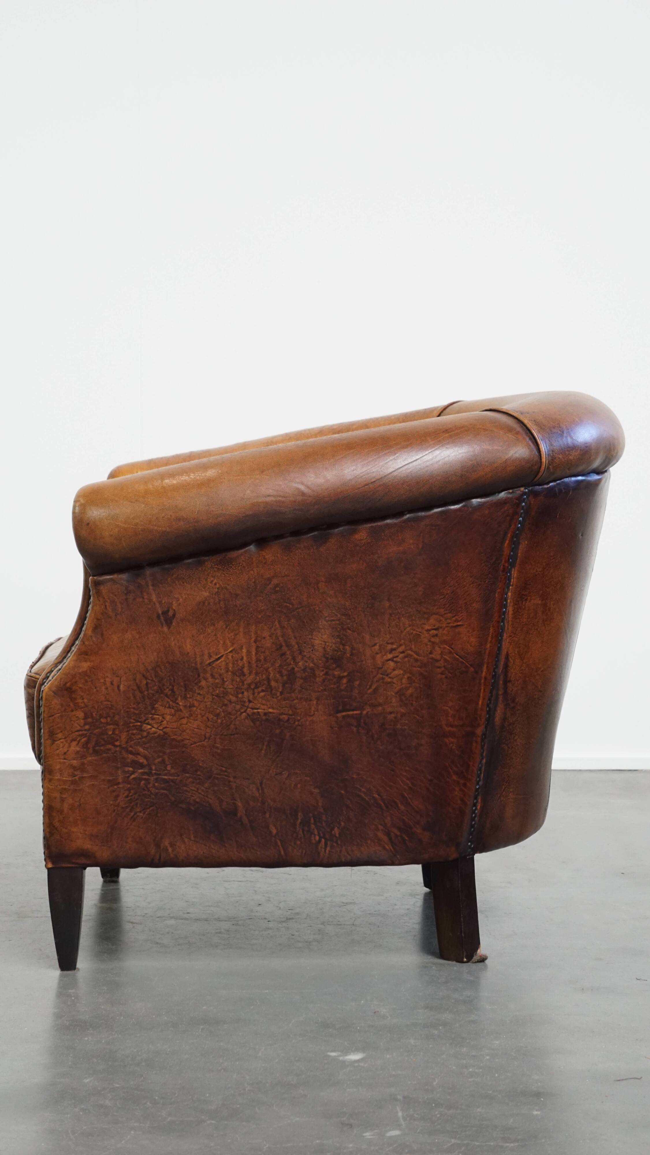 Sheepskin leather club chair