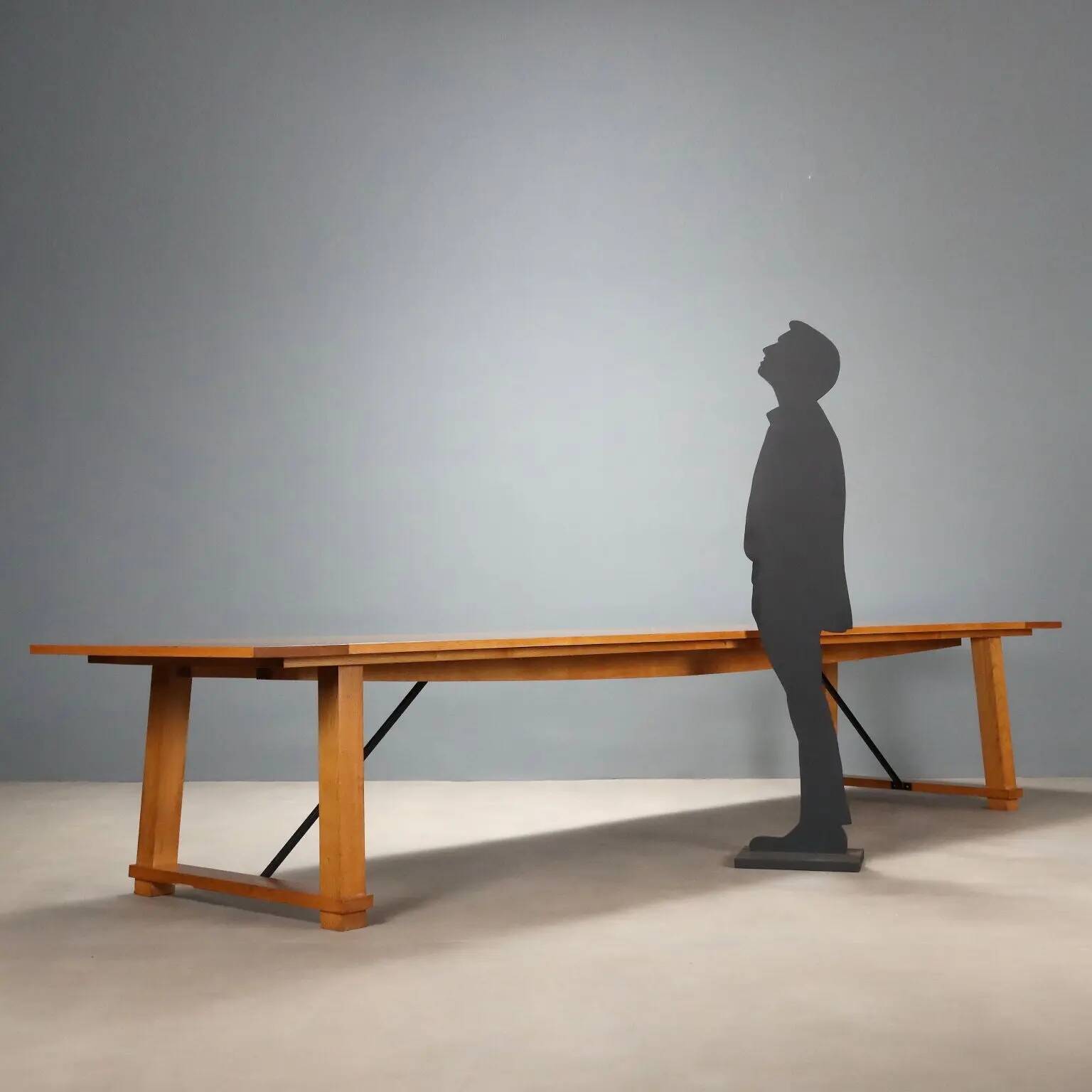 Antique oak and metal table, Italy, 20th century