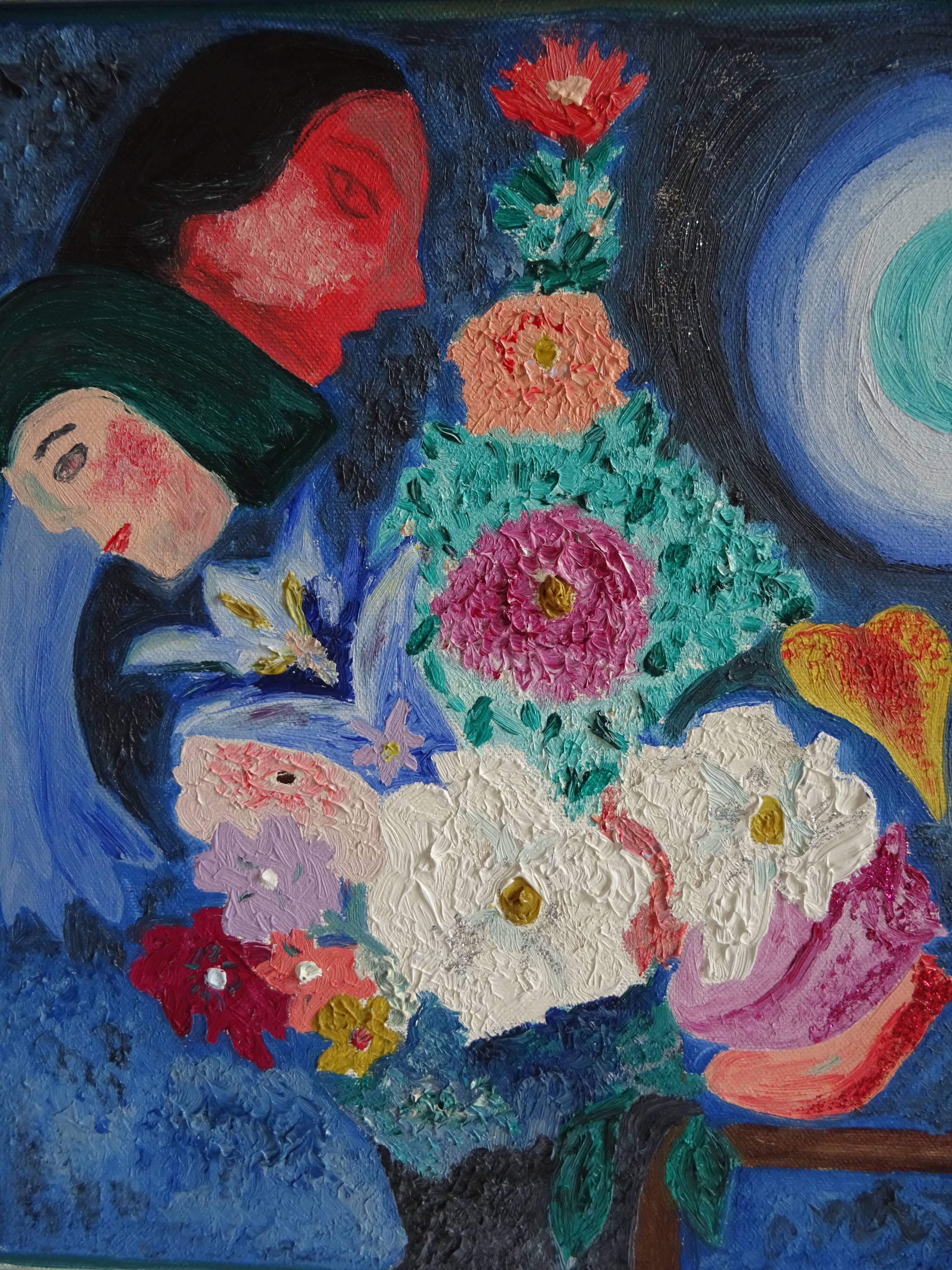 Tableau bouquet de fleurs signé Cabrera
