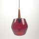Mid century glass and teak pendant lamp, 1970s