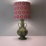 Ceramic table lamp from Bay, West Germany 1960 with handcrafted lampshade