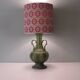 Lampe de table en céramique de Bay Allemagne de l'Ouest 1960 avec abat-jour artisanal