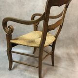 Ancient walnut chair - straw