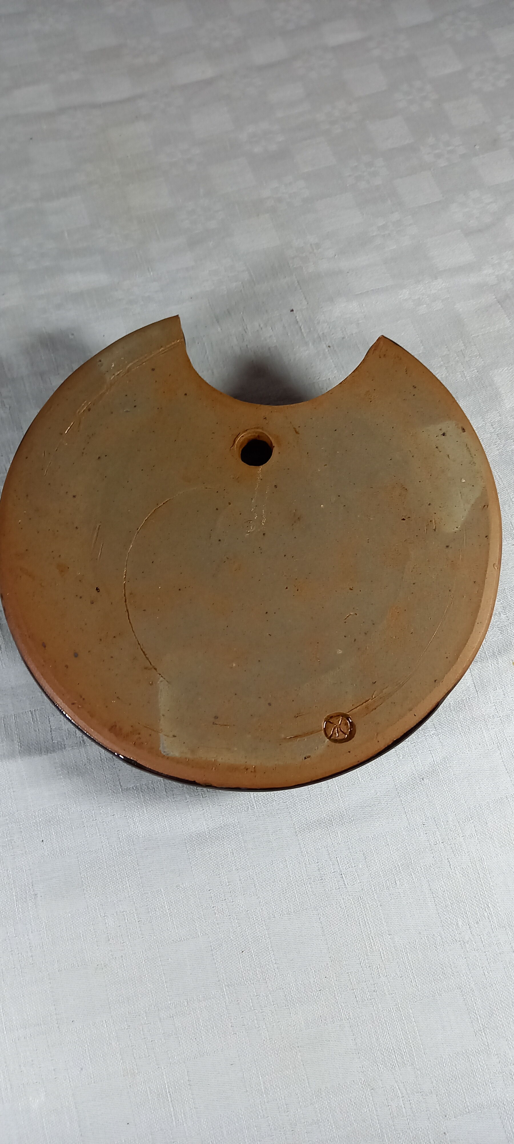 Glazed stoneware wall vase stamped Antoine de Vinck