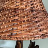 Floral carved wood lamp from the 60s