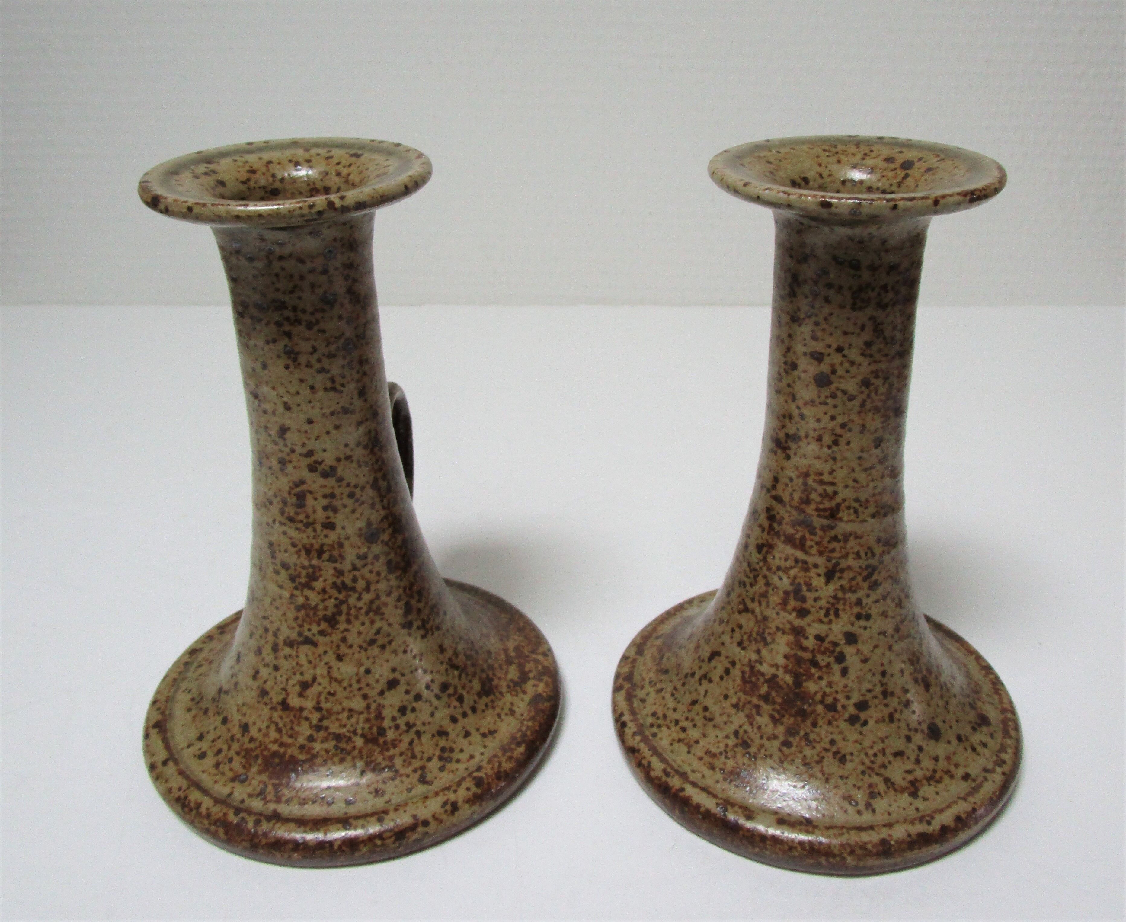 Pair of vintage sandstone candlesticks