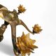 5 arms Art Deco / Art Nouveau / brass hanging lamp / Hand blown floral shades