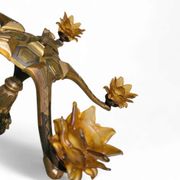 5 arms Art Deco / Art Nouveau / brass hanging lamp / Hand blown floral shades