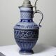 Large beer pitcher in salt-glazed stoneware and pewter, Germany, Westerwald type