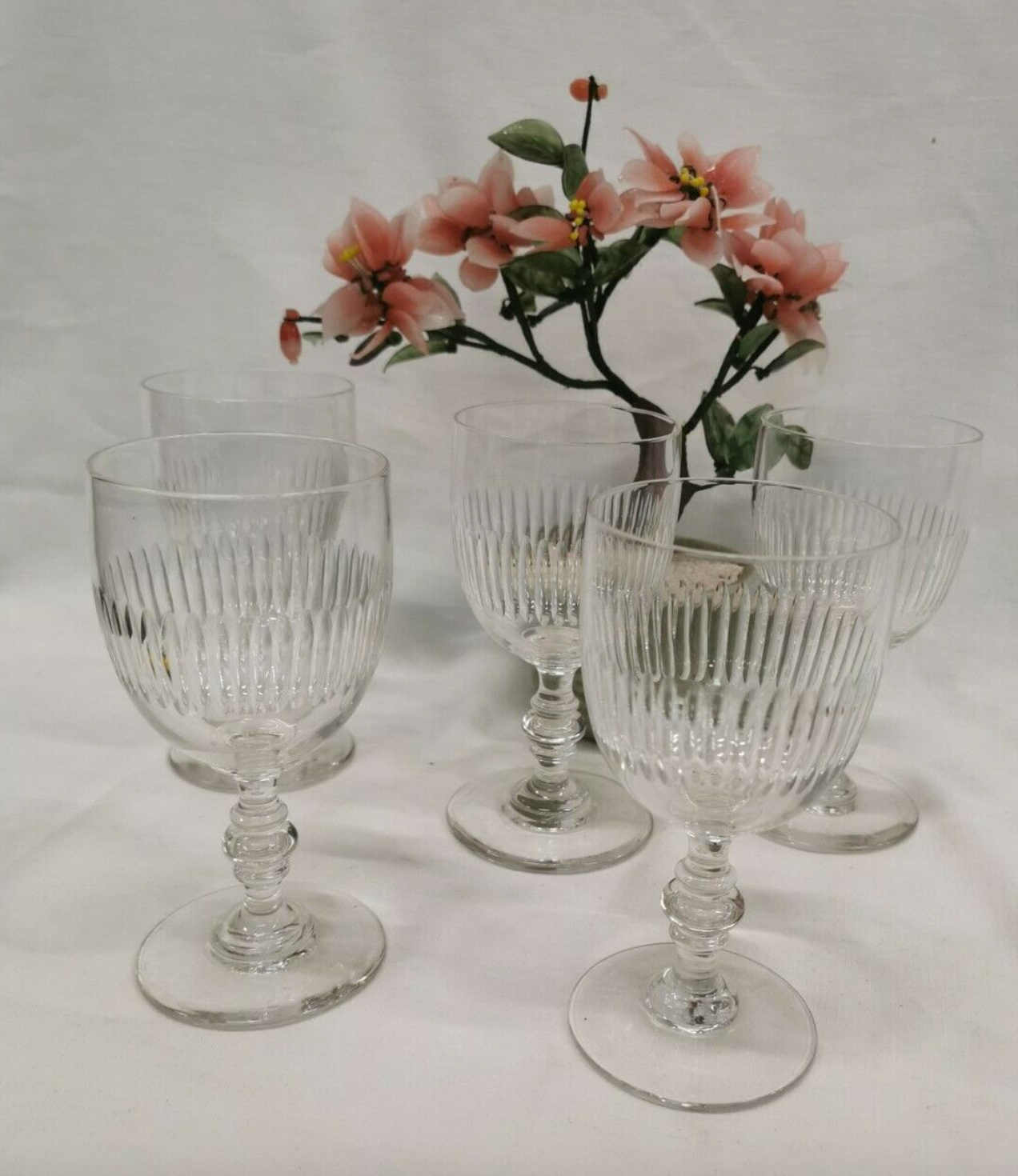 Lot 5 old crystal wine glasses